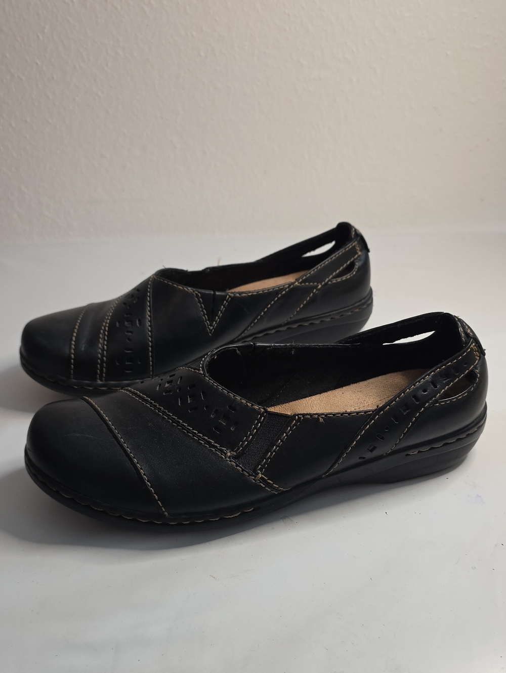 CLARK'S EVIANNA FIG 4 COMFORT LEATHER LOAFERS BROWN SLIP ON LADIES 8.5 VGUC CUTE